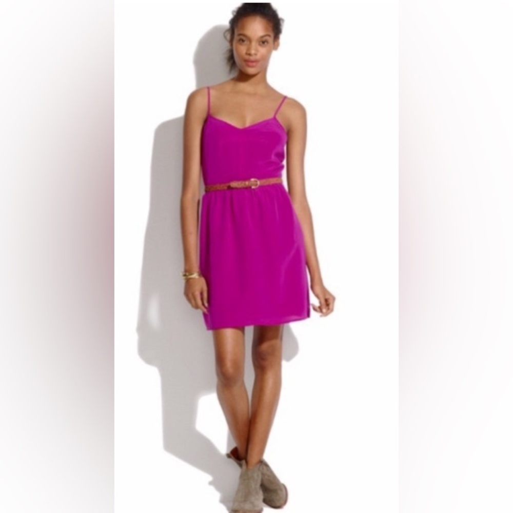 🎁Like New Madewell Pink Magenta Camisole 100% Silk Midi Dress #87289- Size 2 S